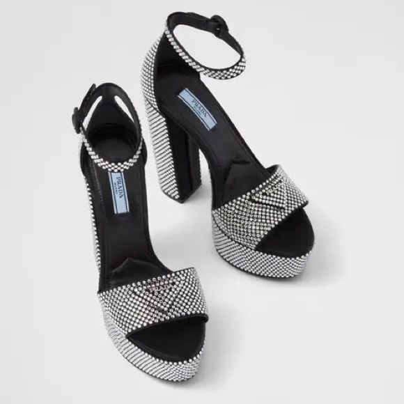 EUC PRADA Embellished satin platform sandals $2,100 39 - Picture 7 of 17